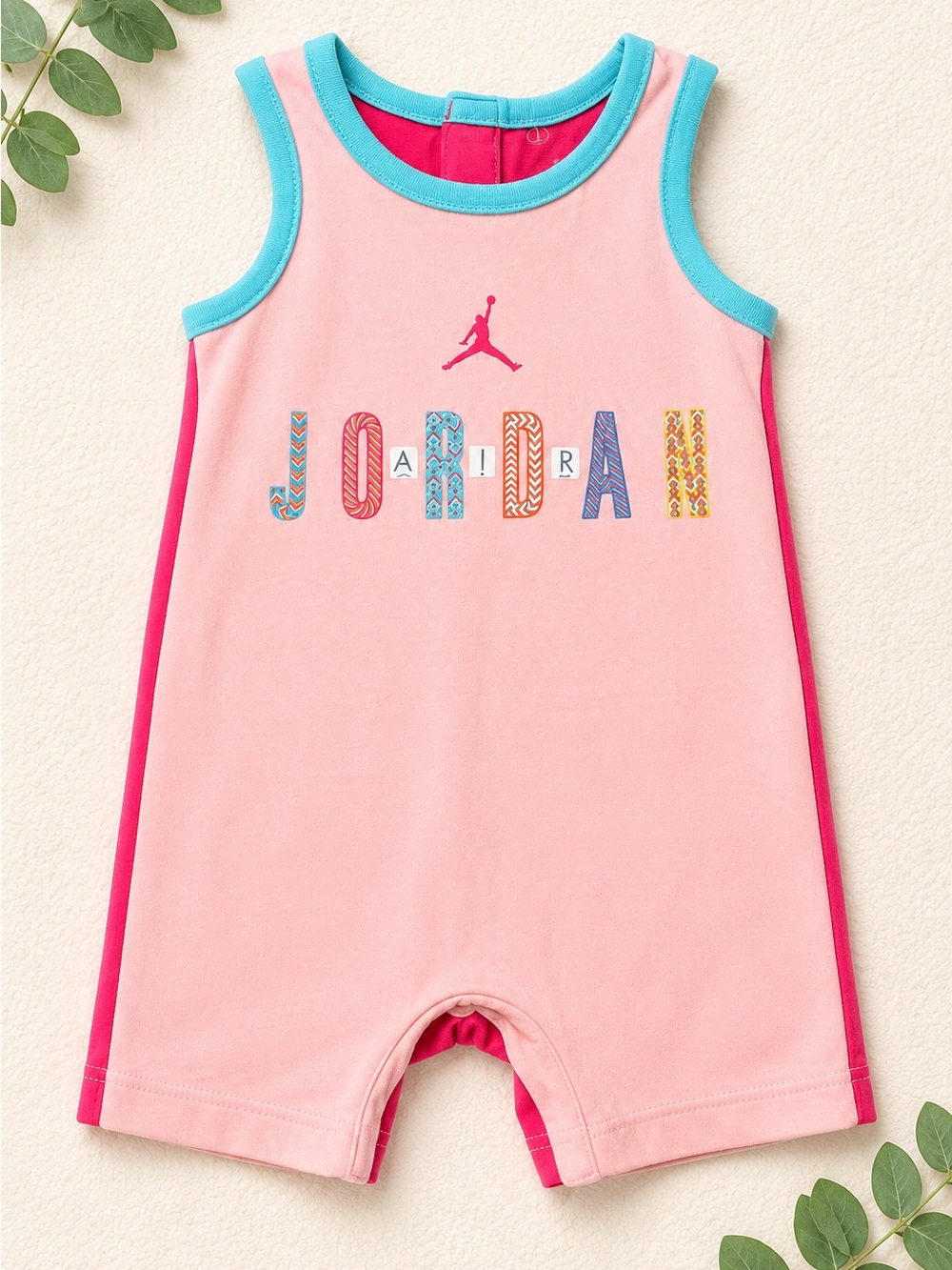 Baby Jordan Pink & Turquoise Romper 0-3 months baby